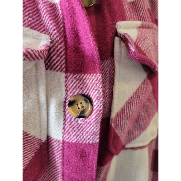Member's Mark Button Front Plaid Shacket Size L Crimson Causal Fall/Winter - Picture 4 of 12